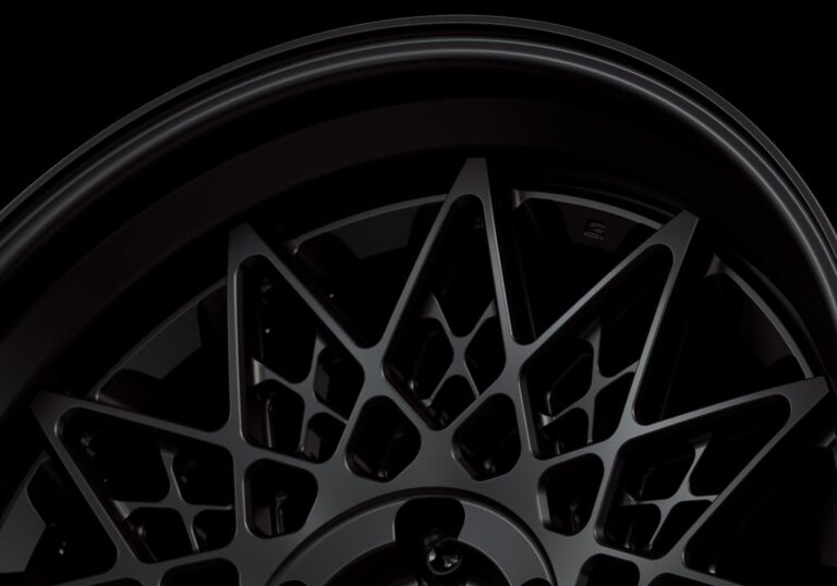 Three-quarter view of a black G21 3-piece wheel from Govad Forged Heritage series
