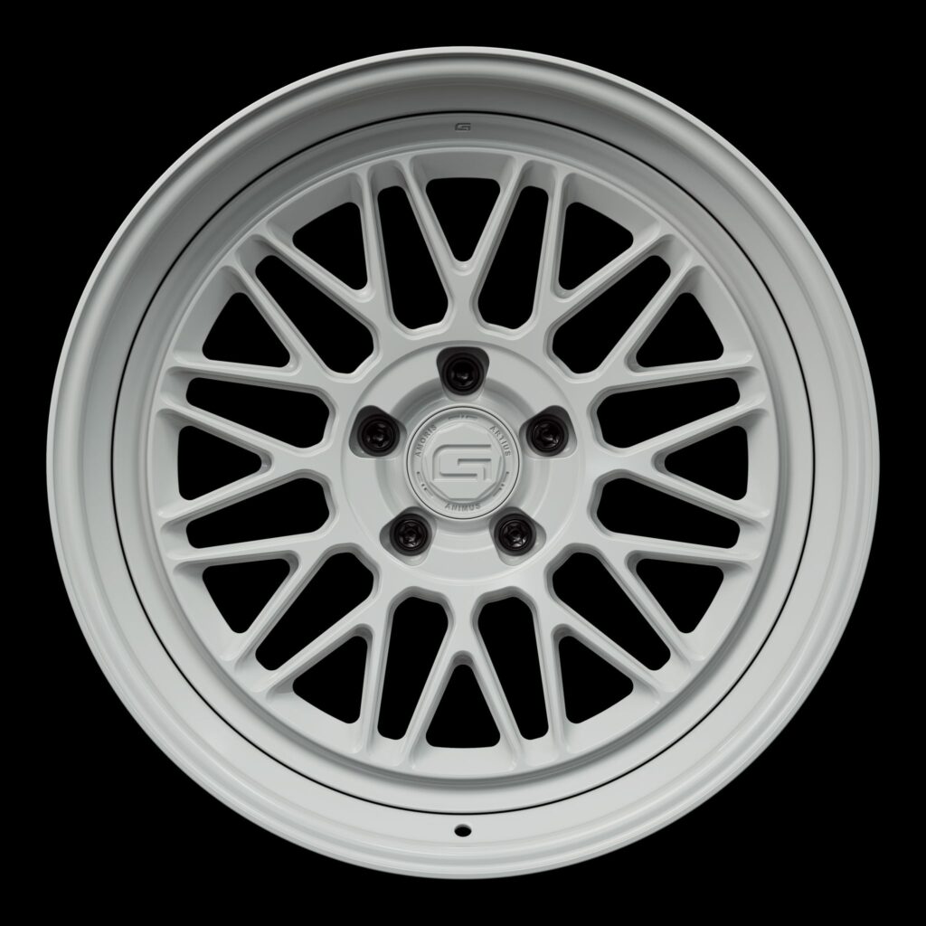 Front view of a white G22 3-piece wheel from Govad Forged Heritage series