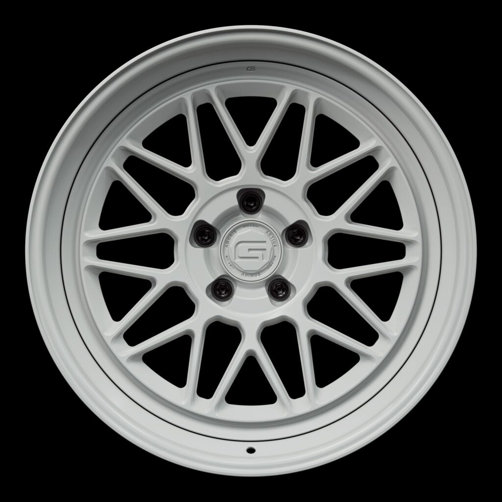 Front view of a white G24 3-piece wheel from Govad Forged Heritage series