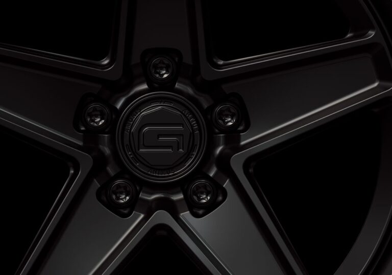 Three-quarter view of a black G25 3-piece wheel from Govad Forged Heritage series