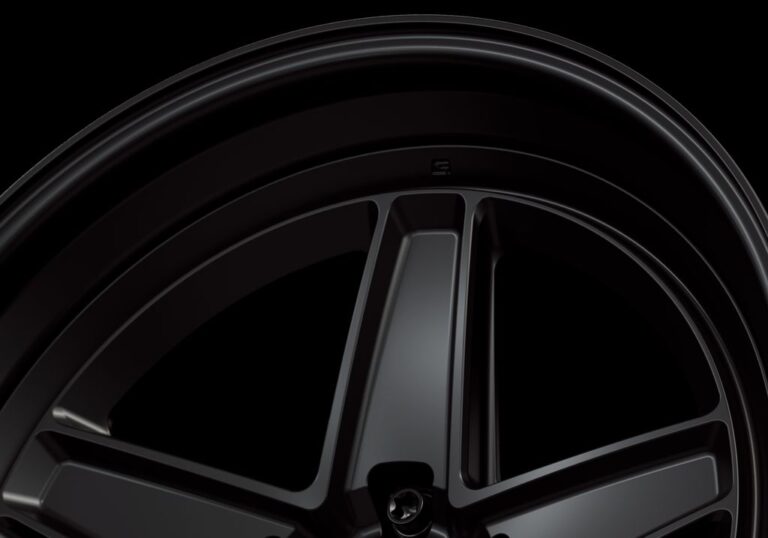 Three-quarter view of a black G25 3-piece wheel from Govad Forged Heritage series