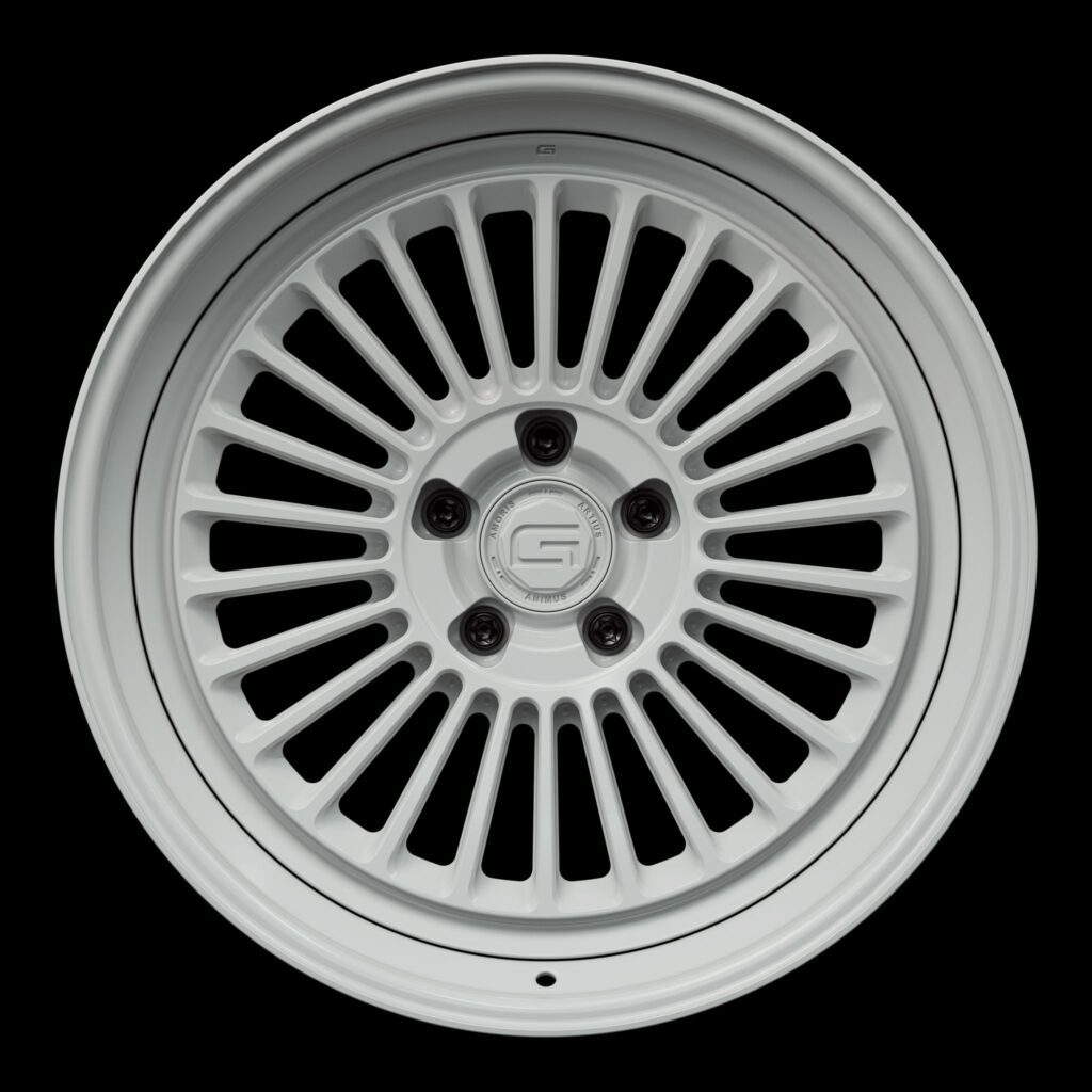 Front view of a white G26 3-piece wheel from Govad Forged Heritage series