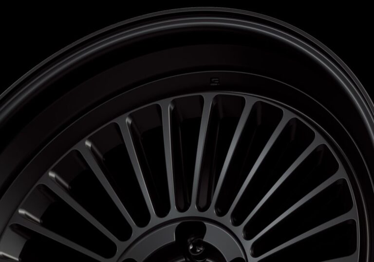 Three-quarter view of a black G26 3-piece wheel from Govad Forged Heritage series