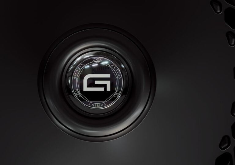 Three-quarter view of a black G600 duoblock wheel from Govad Forged Luxury series
