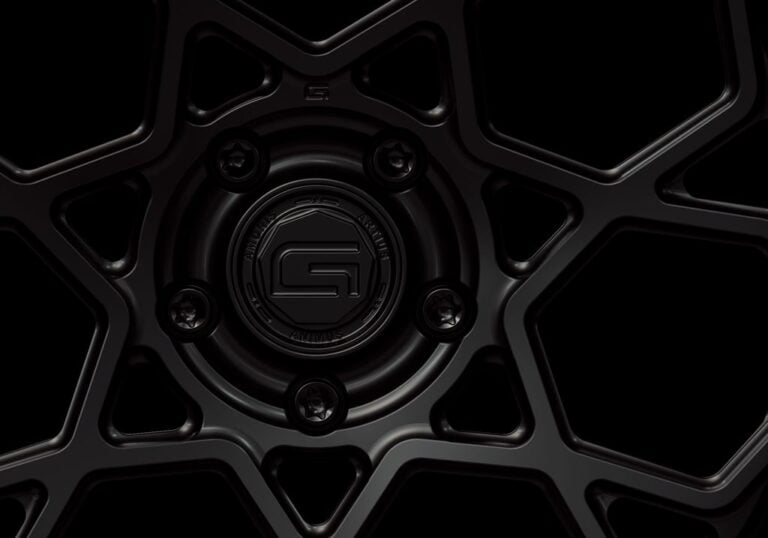 Three-quarter view of a black G67 3-piece wheel from Govad Forged Evolution series