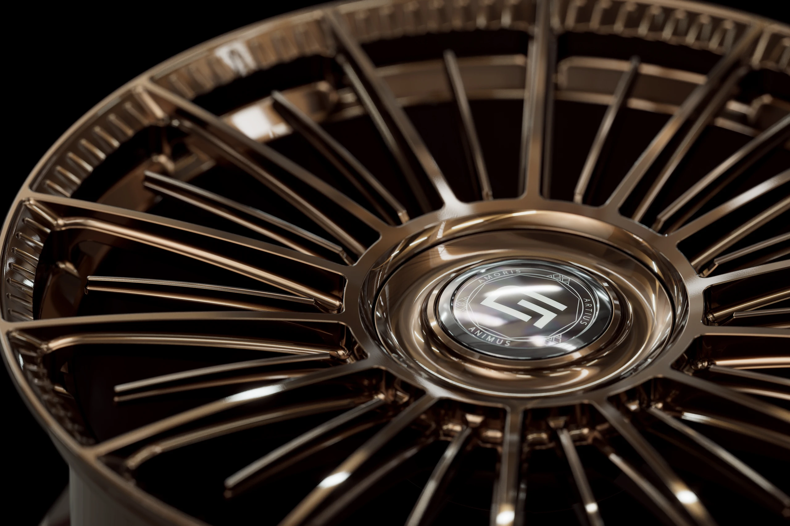 Three-quarter view of a bronze G900 monoblock wheel from Govad Forged Luxury series